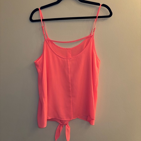Candie’s Women’s Bright Pink Tank Top Blouse with Tie Size L - Picture 7 of 8